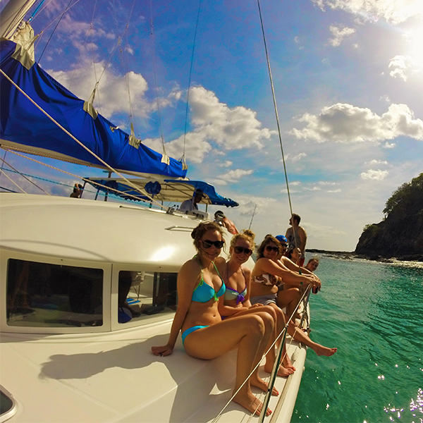 People enjoying a morning on the catamaran